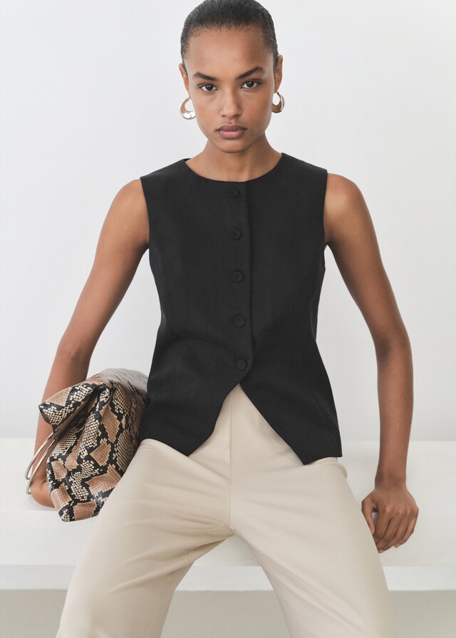 Mango Chaleco Traje Recto Lyocell