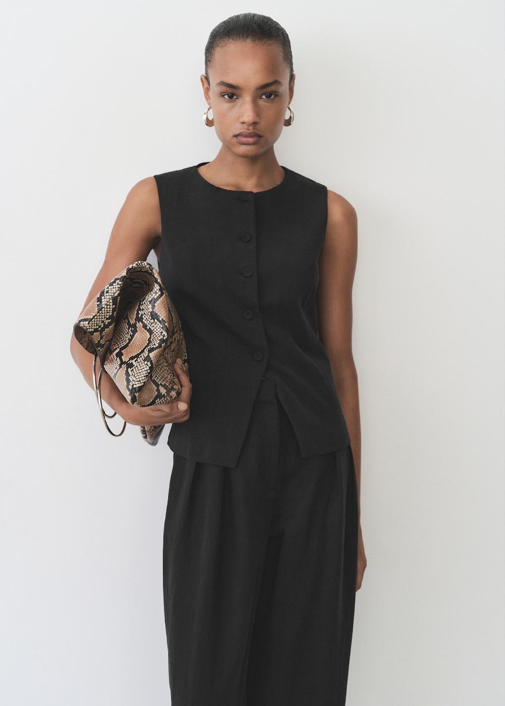 Mango Chaleco traje recto lyocell