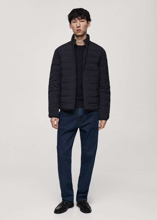 Mango Chaqueta Acolchada Relleno Plumón Y Plumas