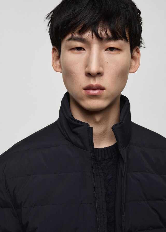 Mango Chaqueta Acolchada Relleno Plumón Y Plumas