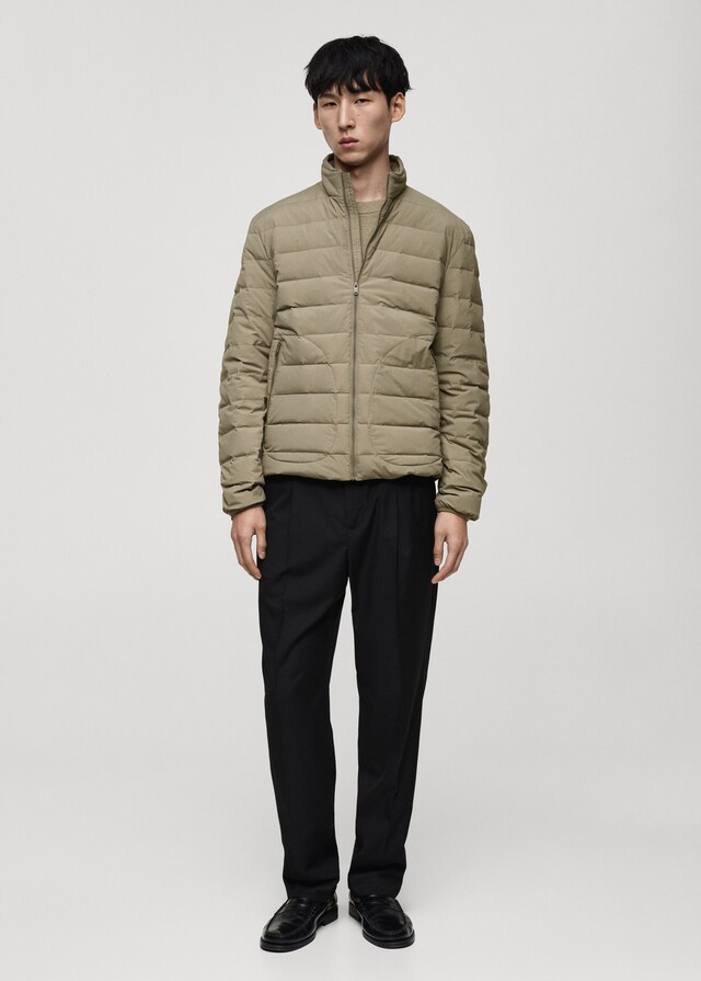 Mango Chaqueta Acolchada Relleno Plumón Y Plumas