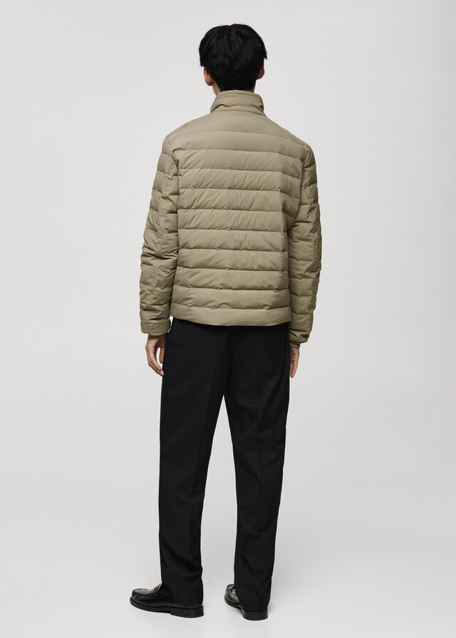 Mango Chaqueta Acolchada Relleno Plumón Y Plumas