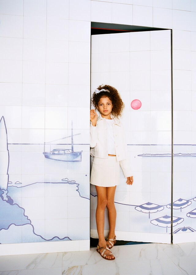 Mango Chaqueta Crop Textura