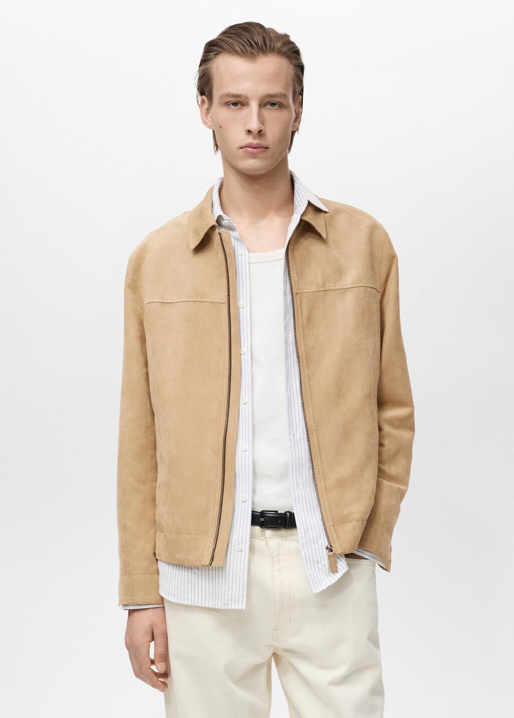 Mango Chaqueta efecto ante cremallera