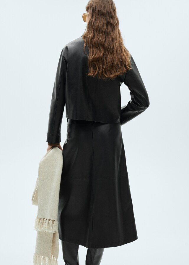 Mango Chaqueta Efecto Piel Bolsillos