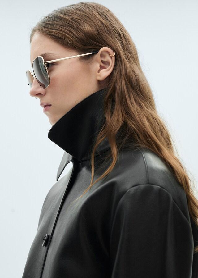 Mango Chaqueta Efecto Piel Bolsillos