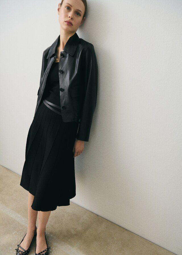 Mango Chaqueta Piel Botones