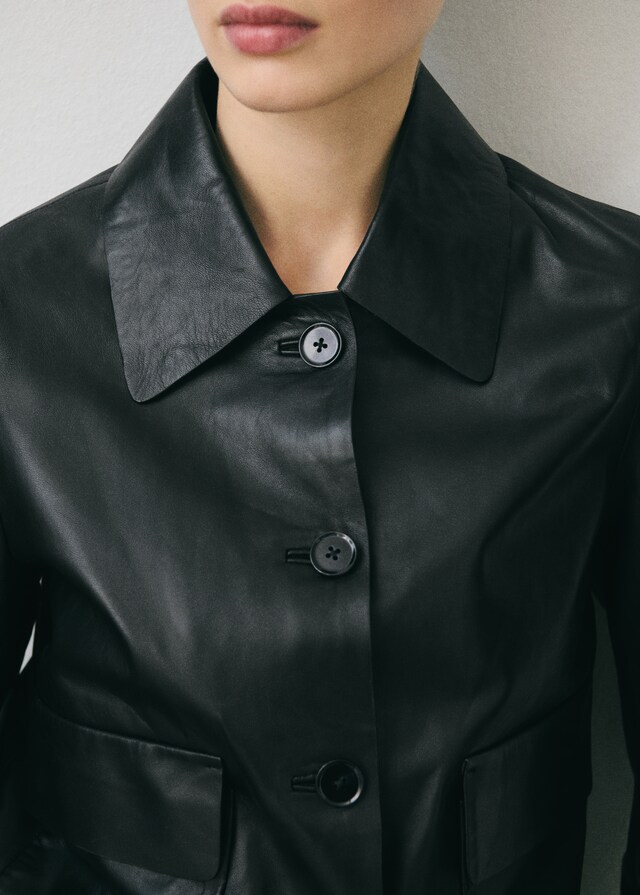 Mango Chaqueta Piel Botones