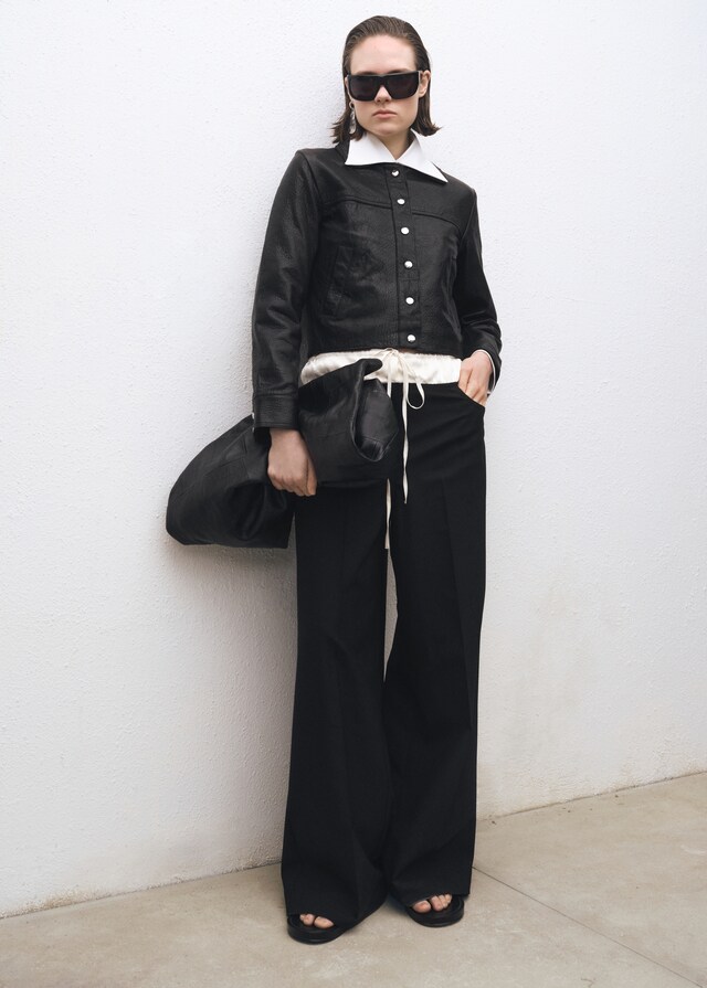 Mango Chaqueta Piel Solapas