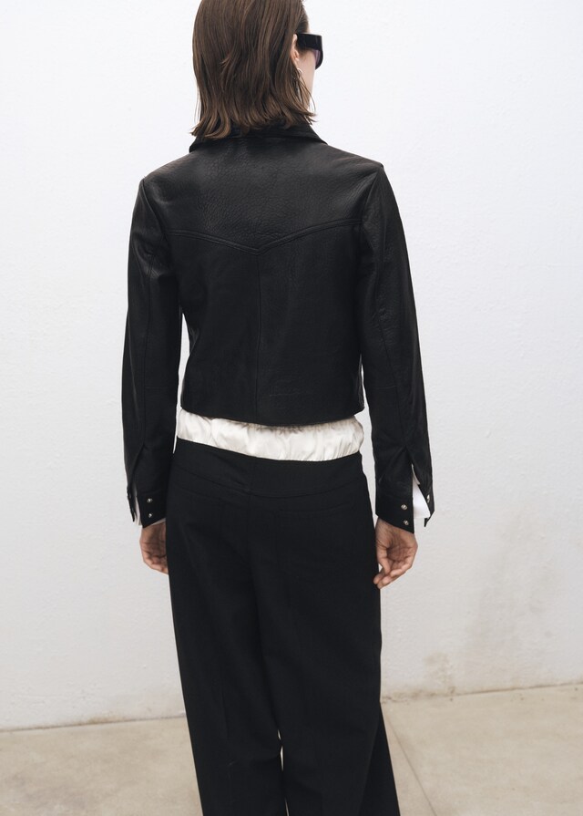 Mango Chaqueta Piel Solapas