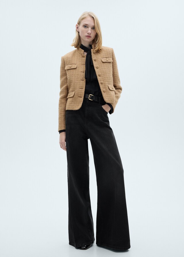 Mango Chaqueta Tweed Cuello Tira