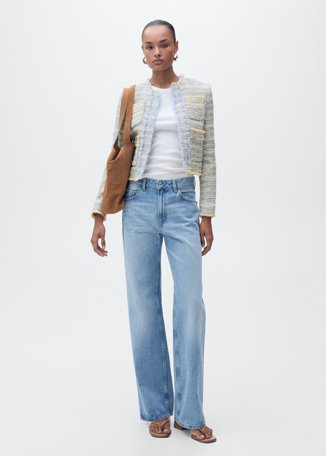 Mango Chaqueta Tweed Terminaciones Deshilachadas