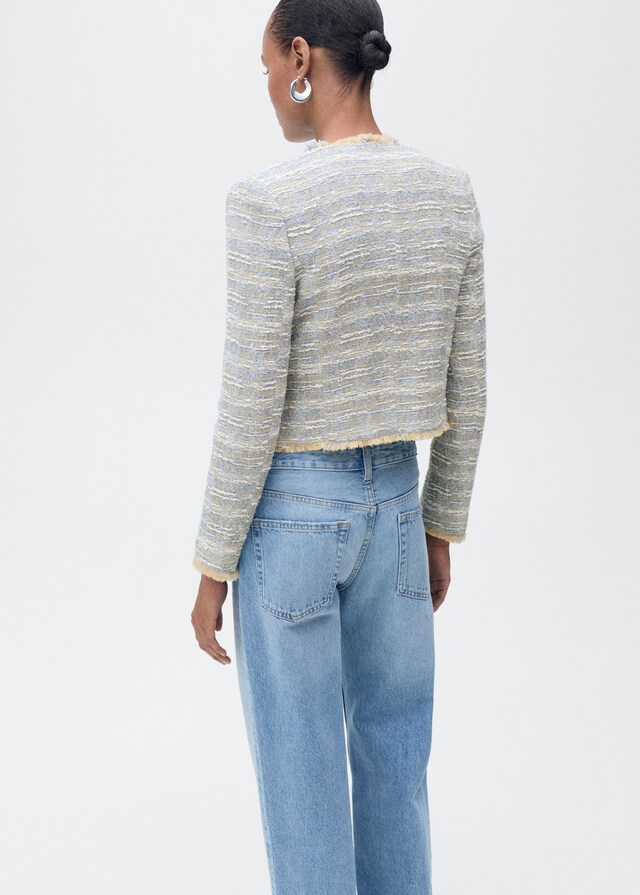 Mango Chaqueta Tweed Terminaciones Deshilachadas