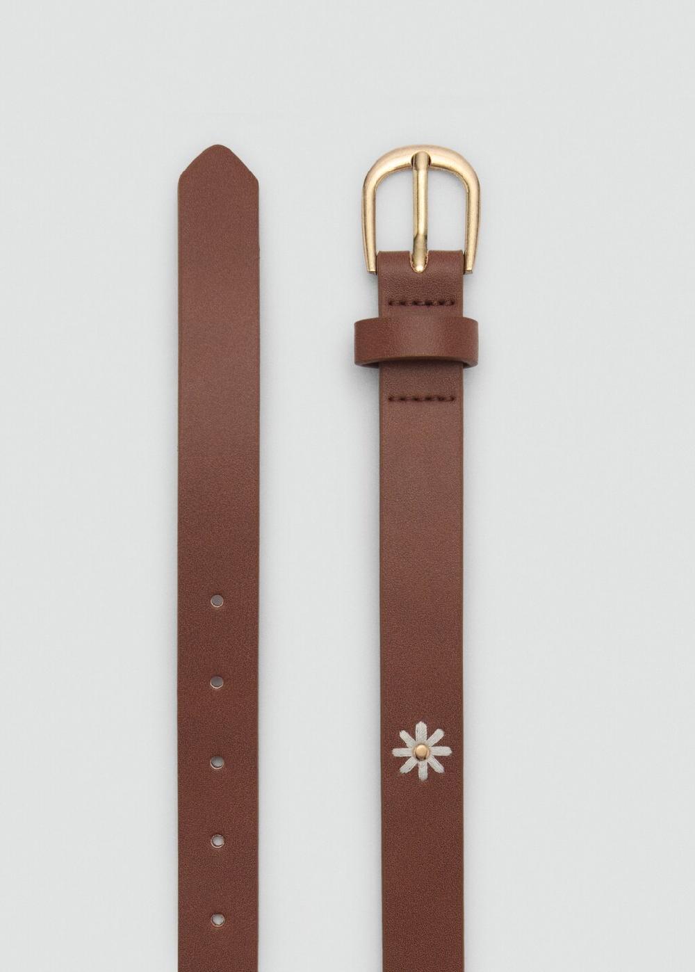 Mango Cinturón hebilla flor