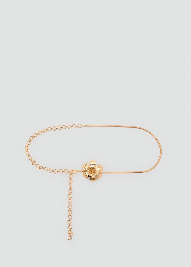 Mango Cinturón Metálico Combinado Adorno Flor