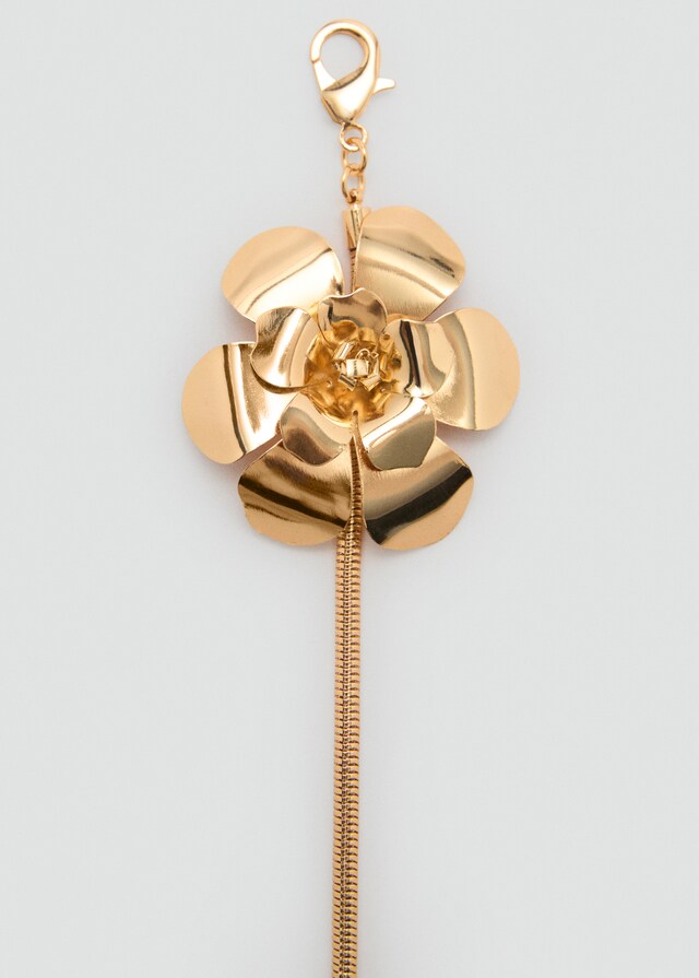 Mango Cinturón Metálico Combinado Adorno Flor