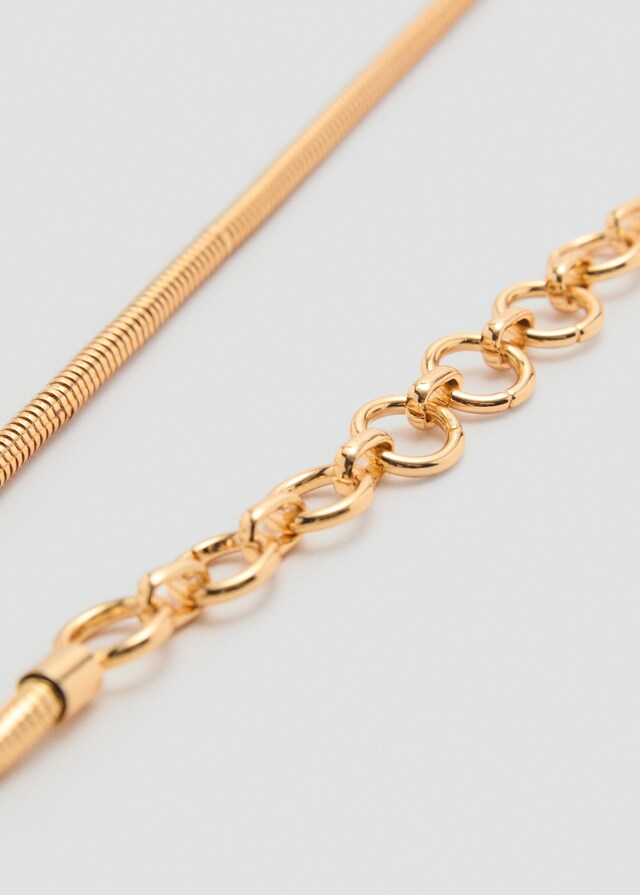 Mango Cinturón Metálico Combinado Adorno Flor