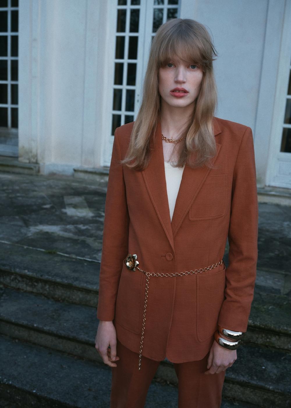 Mango Cinturón metálico combinado adorno flor