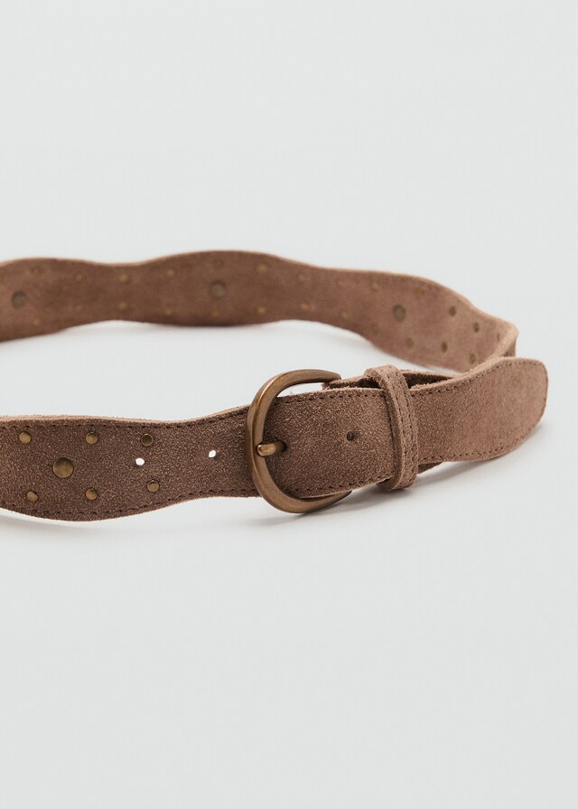 Mango Cinturón Piel Tachuelas