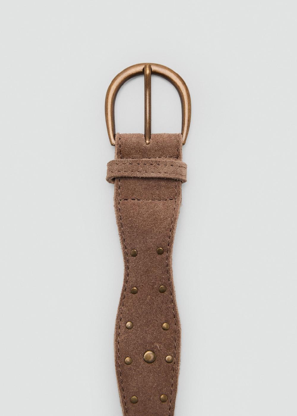 Mango Cinturón piel tachuelas