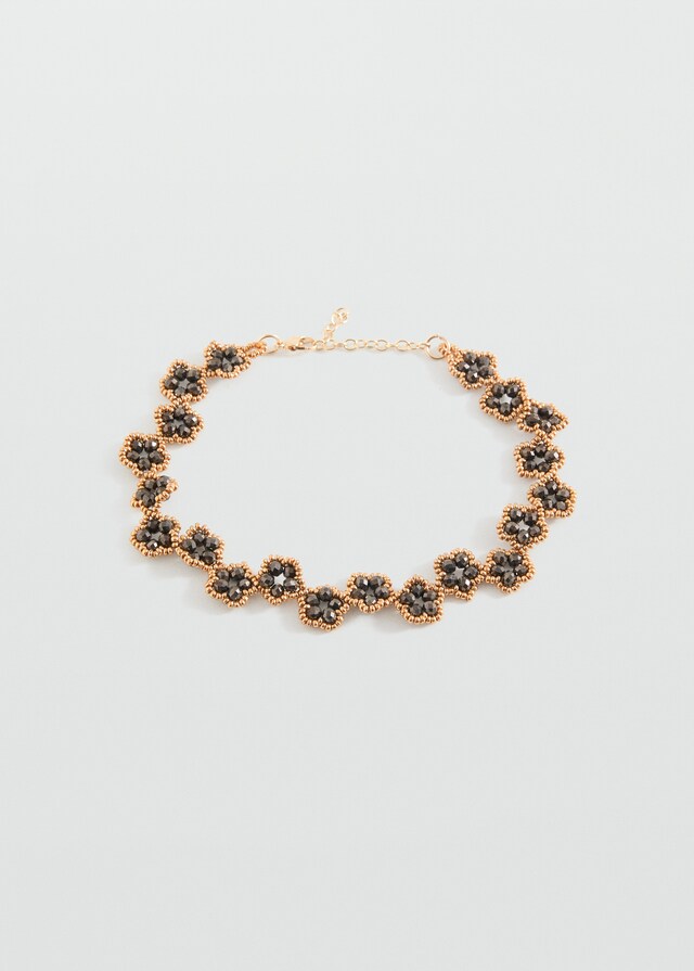 Mango Collar Cristales Flor