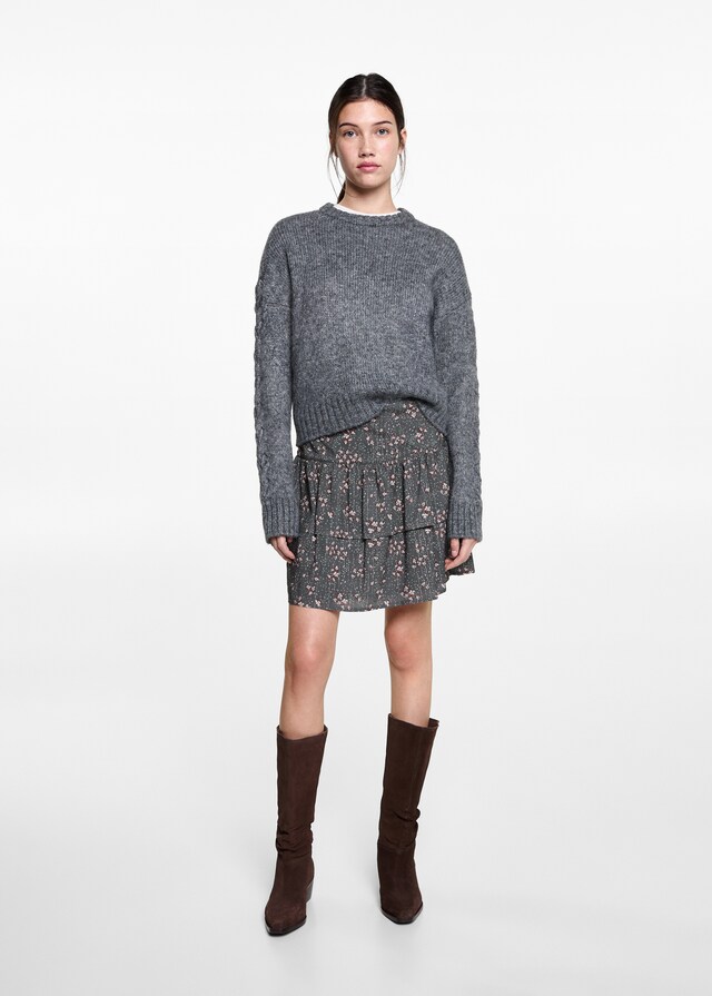 Mango Falda Estampada Volantes