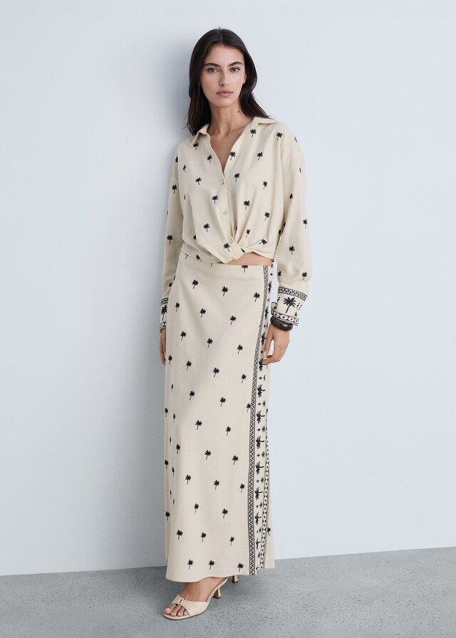 Mango Falda Evasé Bordada