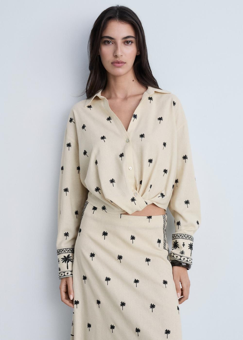 Mango Falda evasé bordada