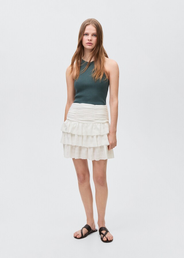 Mango Falda Fruncida Volantes