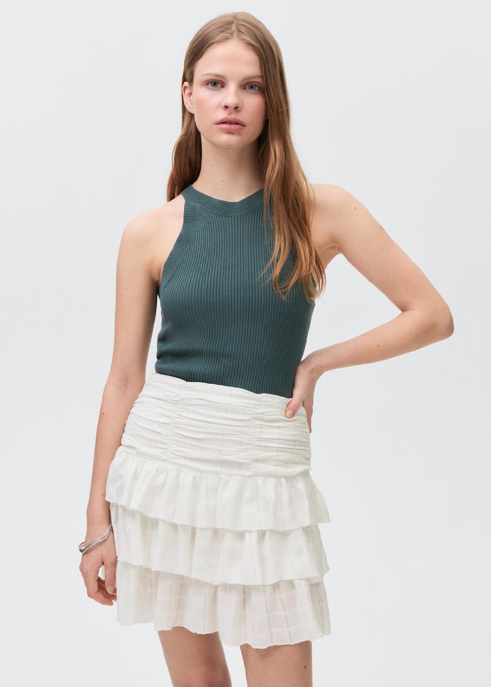 Mango Falda fruncida volantes