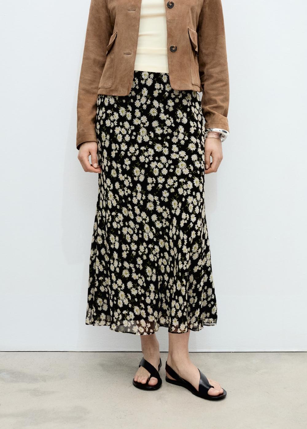 Mango Falda larga evasé flores