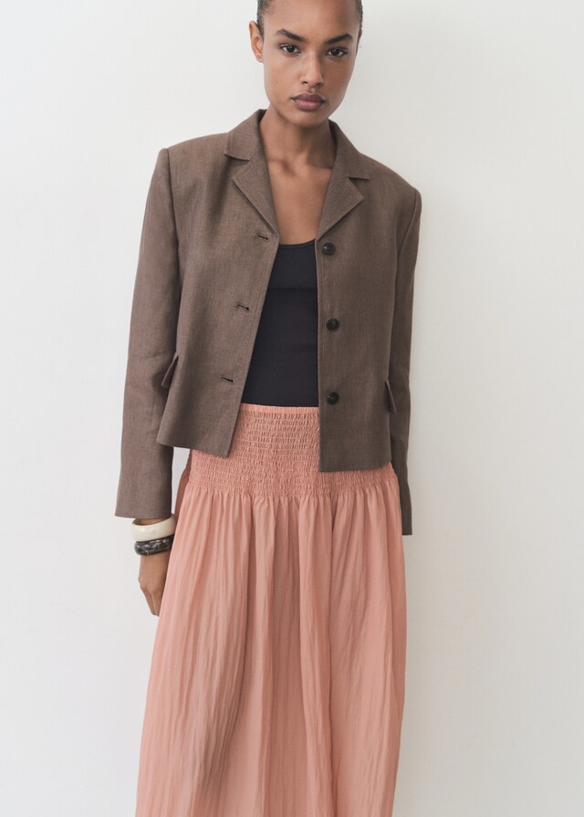 Mango Falda Midi Panel Fruncido