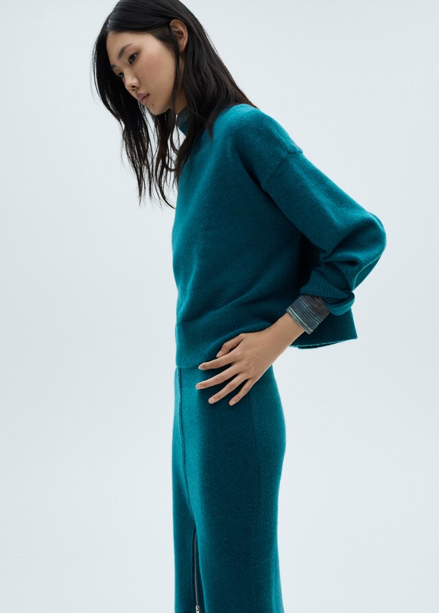 Mango Falda Midi Punto Cremallera