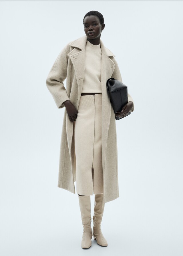 Mango Falda Midi Punto Cremallera