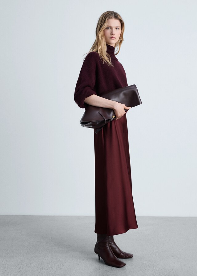 Mango Falda Midi Satinada