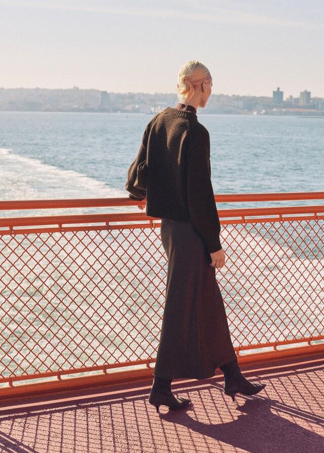 Mango Falda Midi Satinada