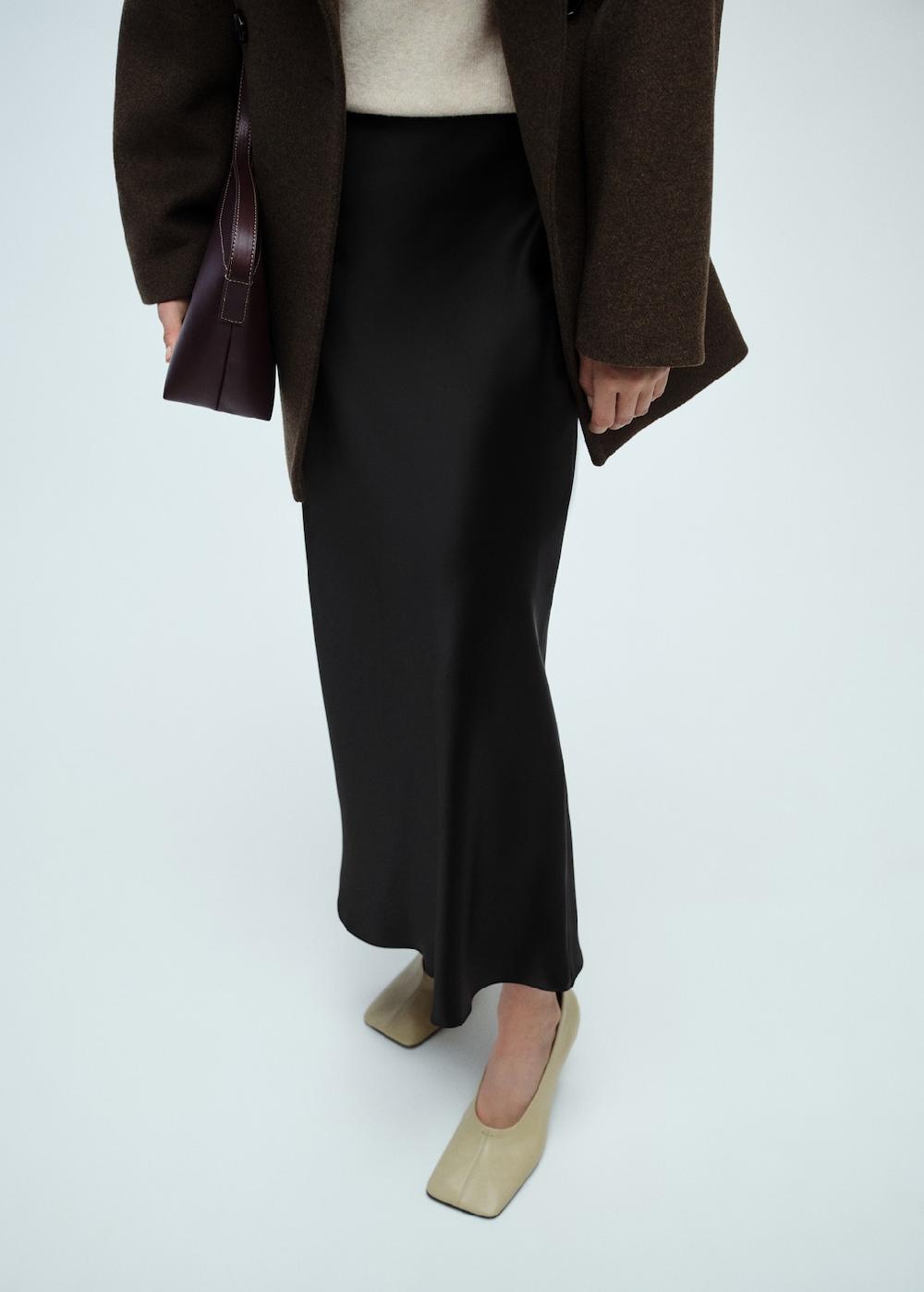 Mango Falda midi satinada