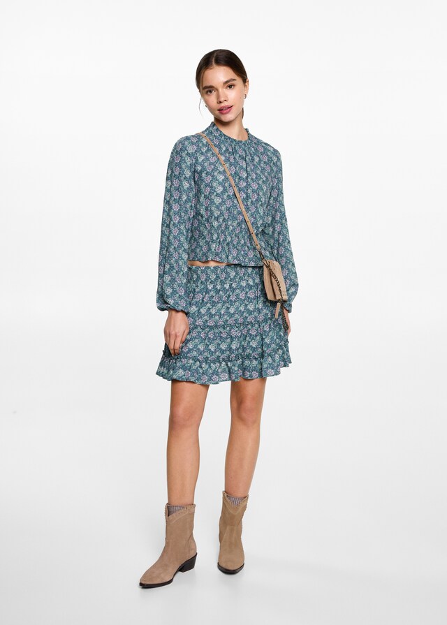 Mango Falda Volantes Estampada