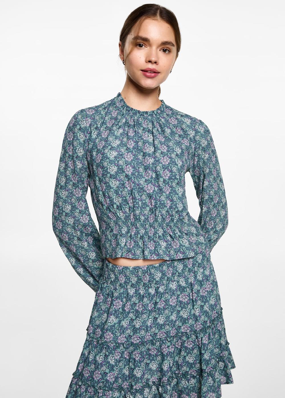 Mango Falda volantes estampada