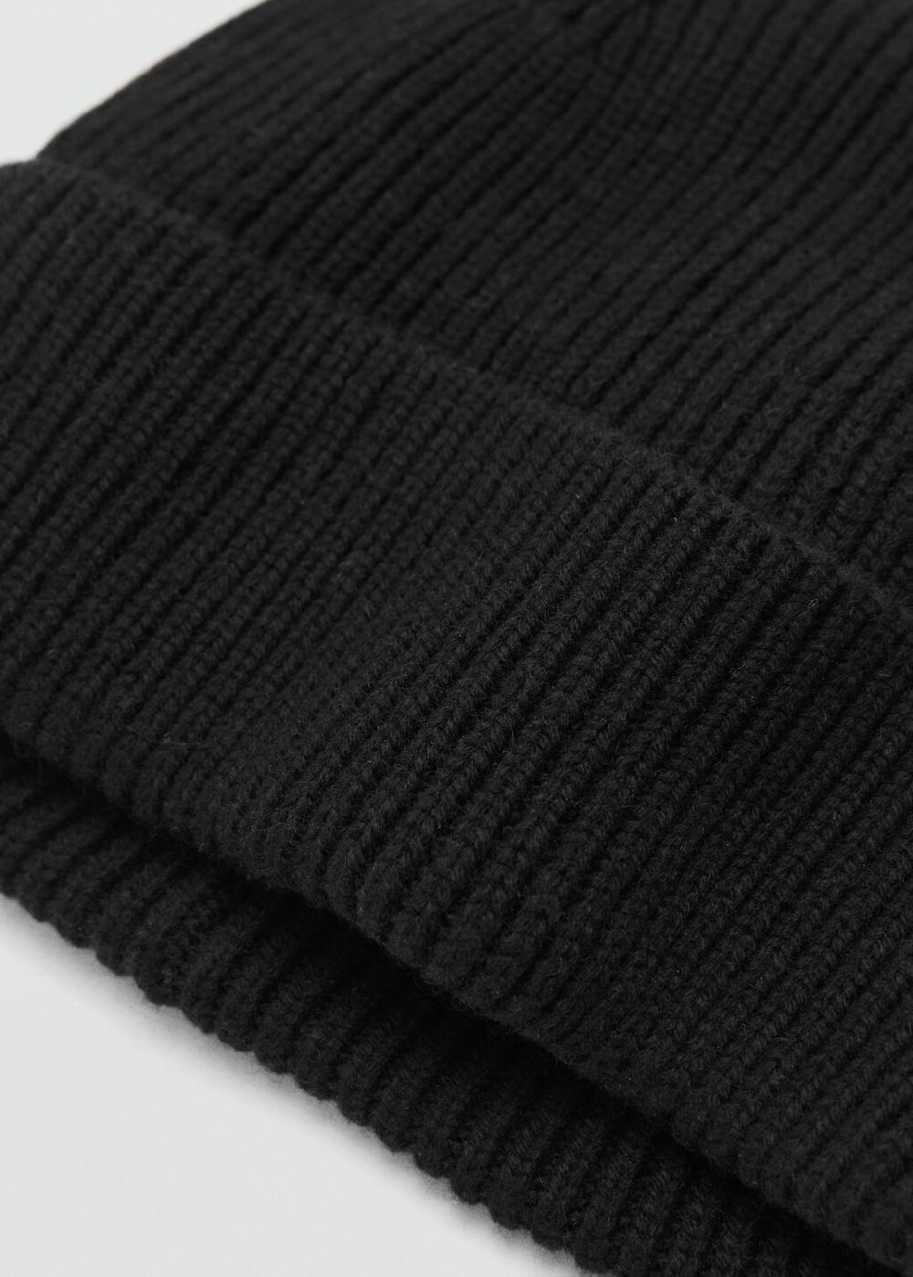 Mango Gorro mezcla lana y cashmere canalé
