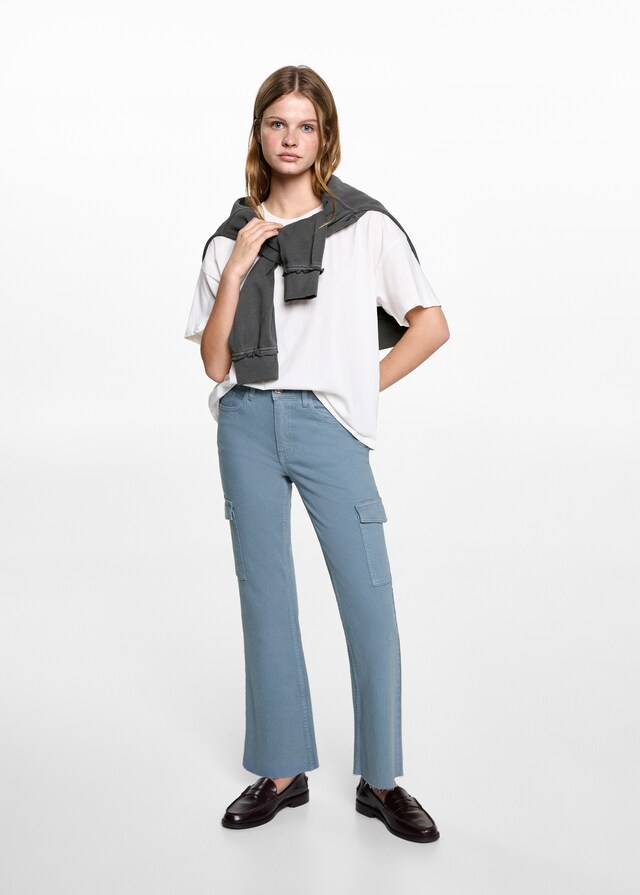 Mango Jeans Crop Flare Cargo