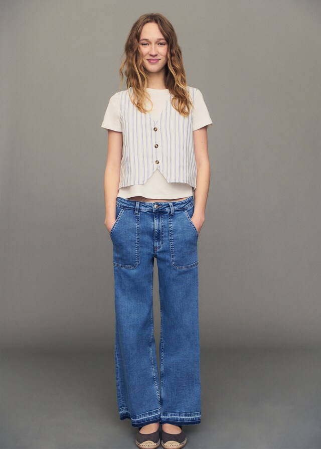 Mango Jeans Culotte Bolsillos
