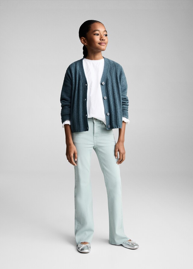 Mango Jeans Flare Bajo Deshilachado