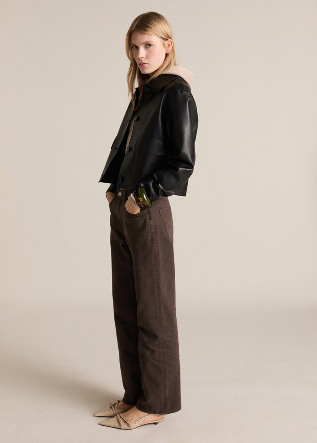 Mango Jeans Rectos Tiro Alto