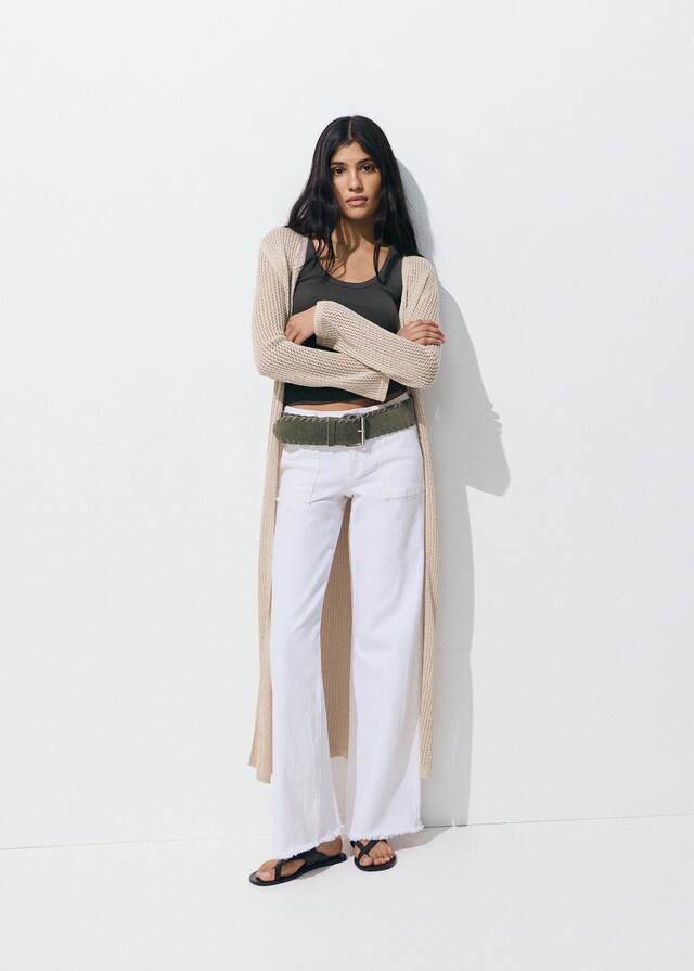 Mango Jeans Wideleg Bajo Deshilachado