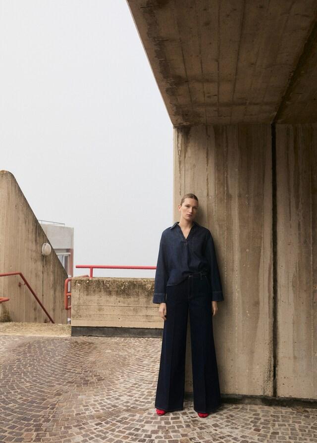 Mango Jeans Wideleg Tiro Alto Rinse Wash