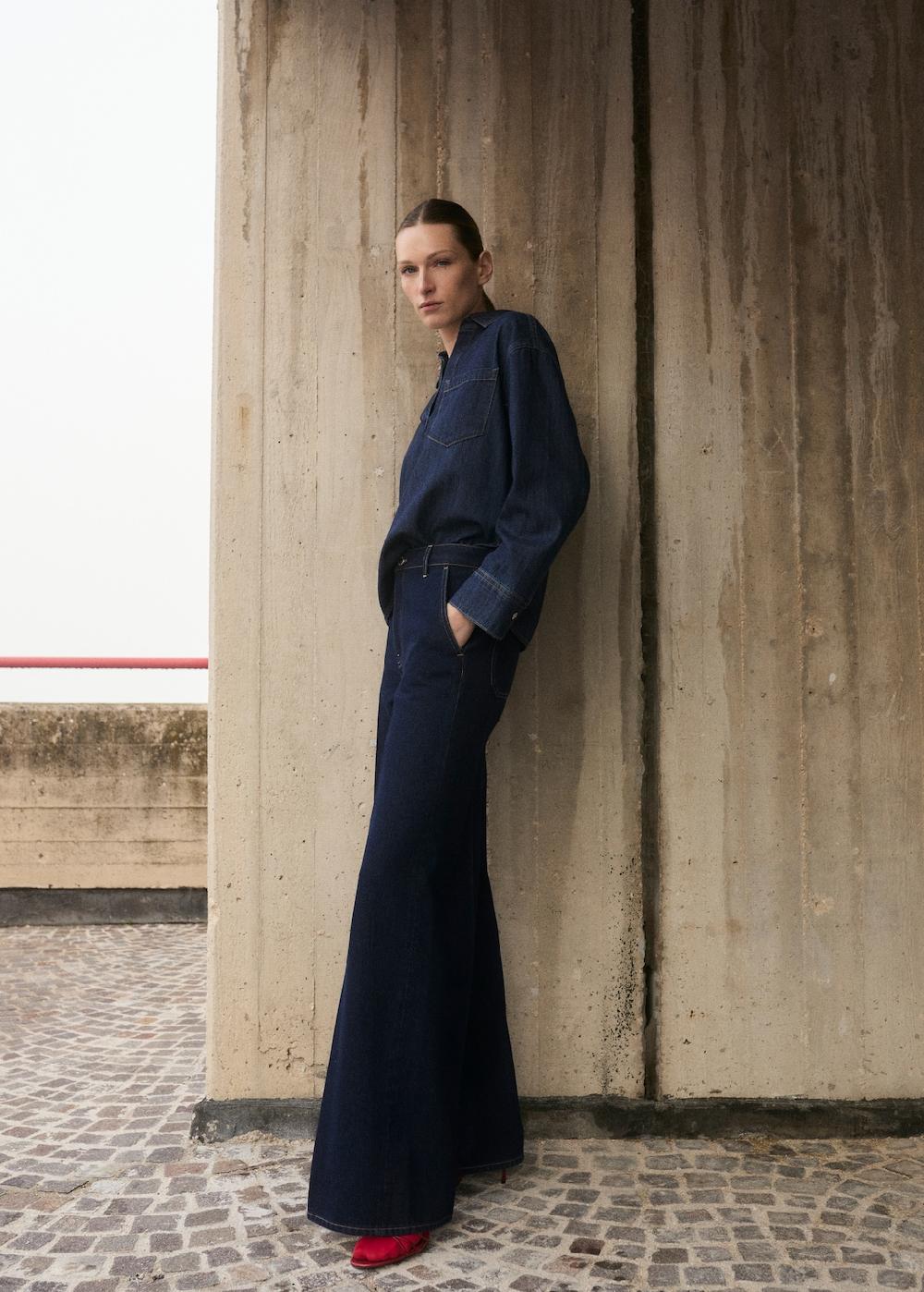 Mango Jeans wideleg tiro alto rinse wash