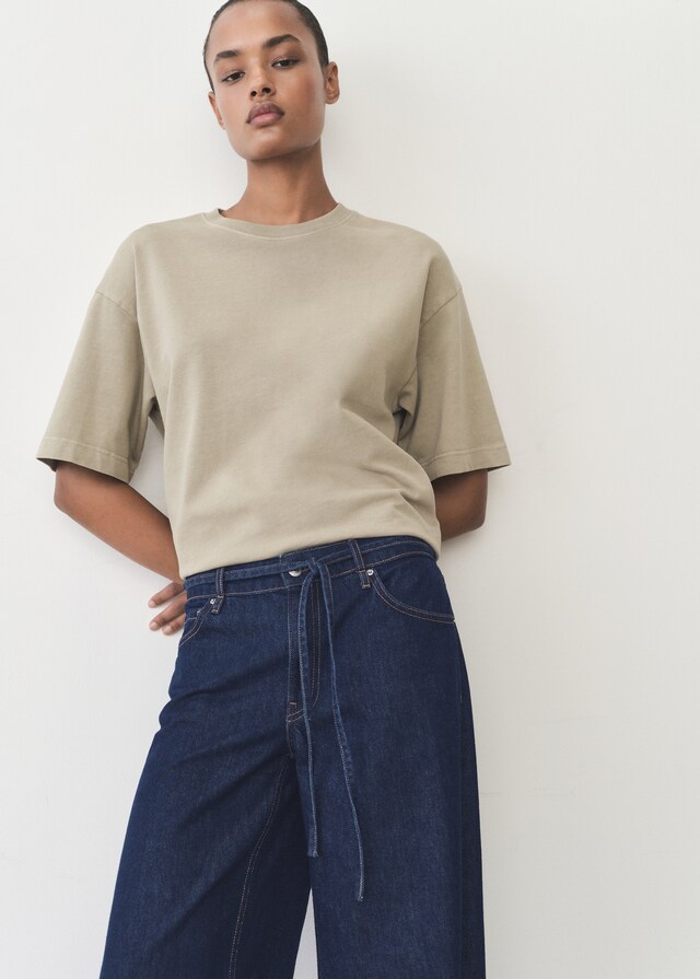 Mango Jeans Wideleg Tiro Bajo Cinturón