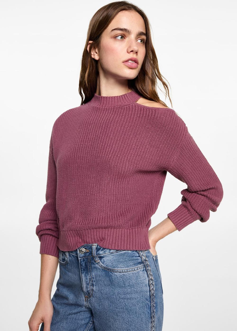 Mango Jersey asimétrico abertura hombro