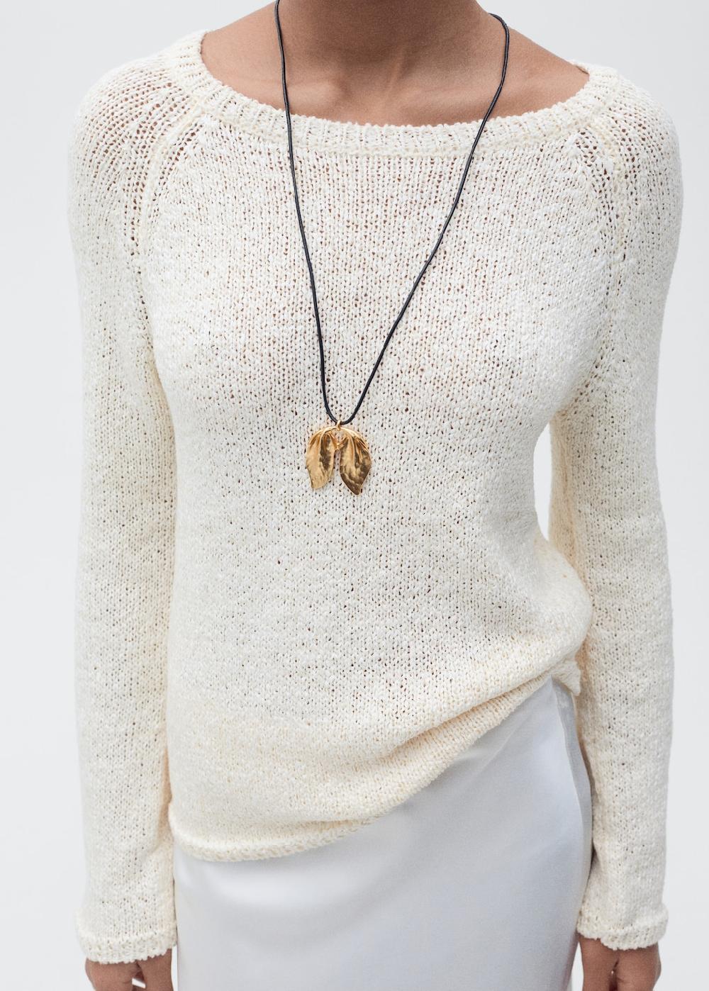 Mango Jersey crochet cuello redondo